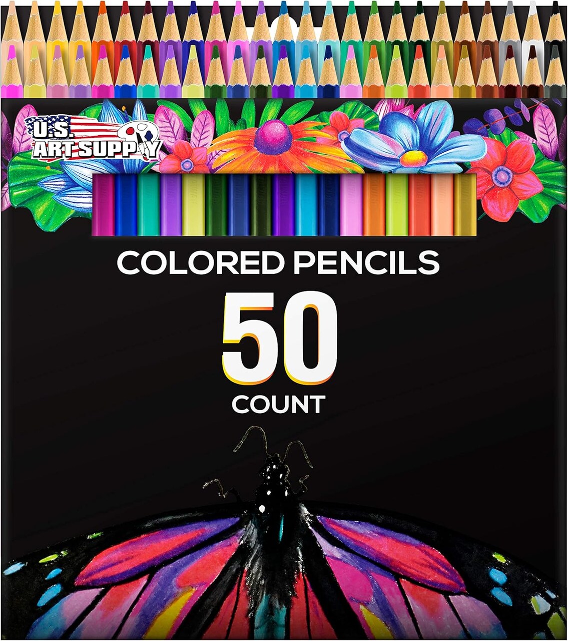 50 Piece Adult Coloring Book Artist Grade Colored Pencil Set -Vibrant Colors, Smooth Art Drawing, Sketching, Shading, Blending - Fun Activities for Students, Beginners, All Ages